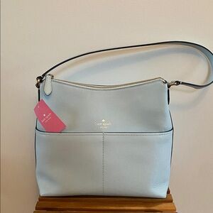 kate spade Textured Leather Bailey Shoulder Bag In Frosty Blue